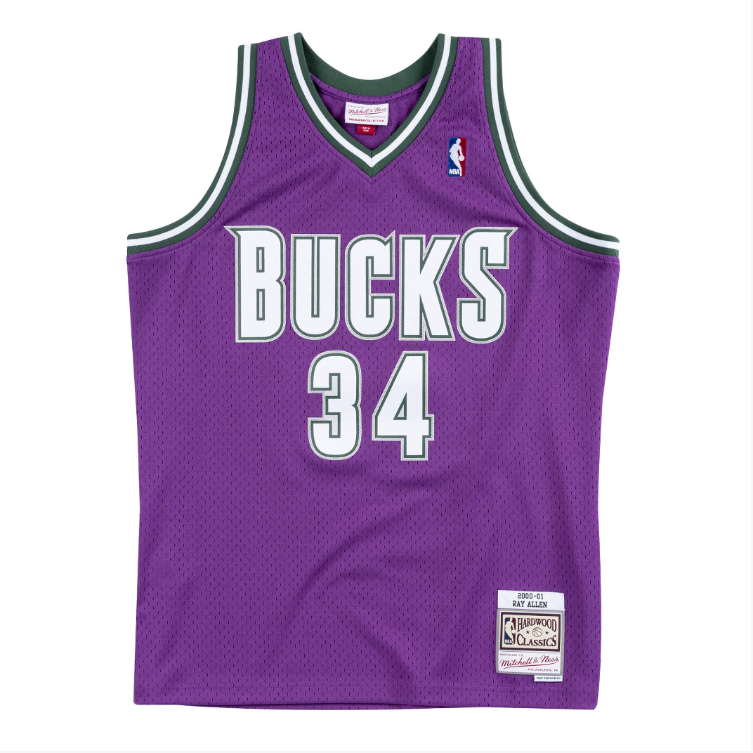 M&N Milwaukee Bucks Ray Allen Swingman Jersey (2000-01/Road)